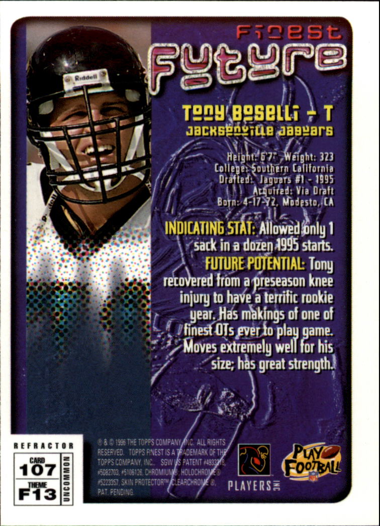 1996 Finest Refractors #107 Tony Boselli S back image