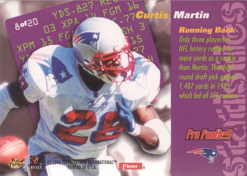 1996 Fleer Statistically Speaking #8 Curtis Martin back image