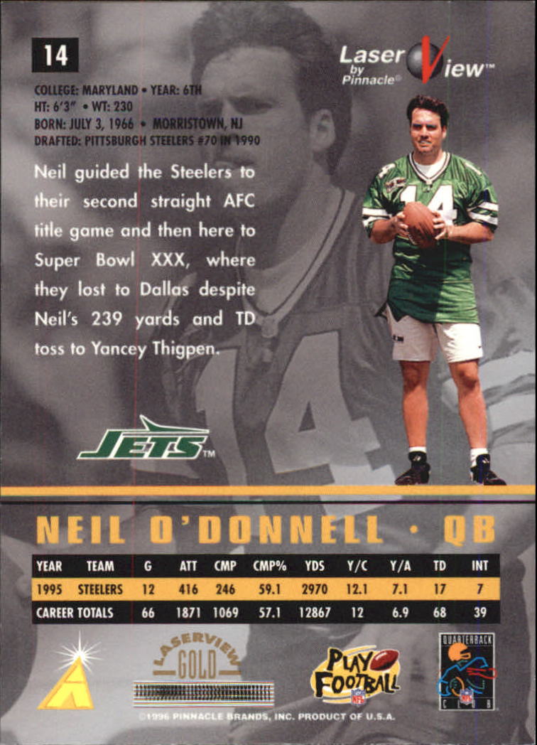 1996 Laser View Gold #14 Neil O'Donnell back image