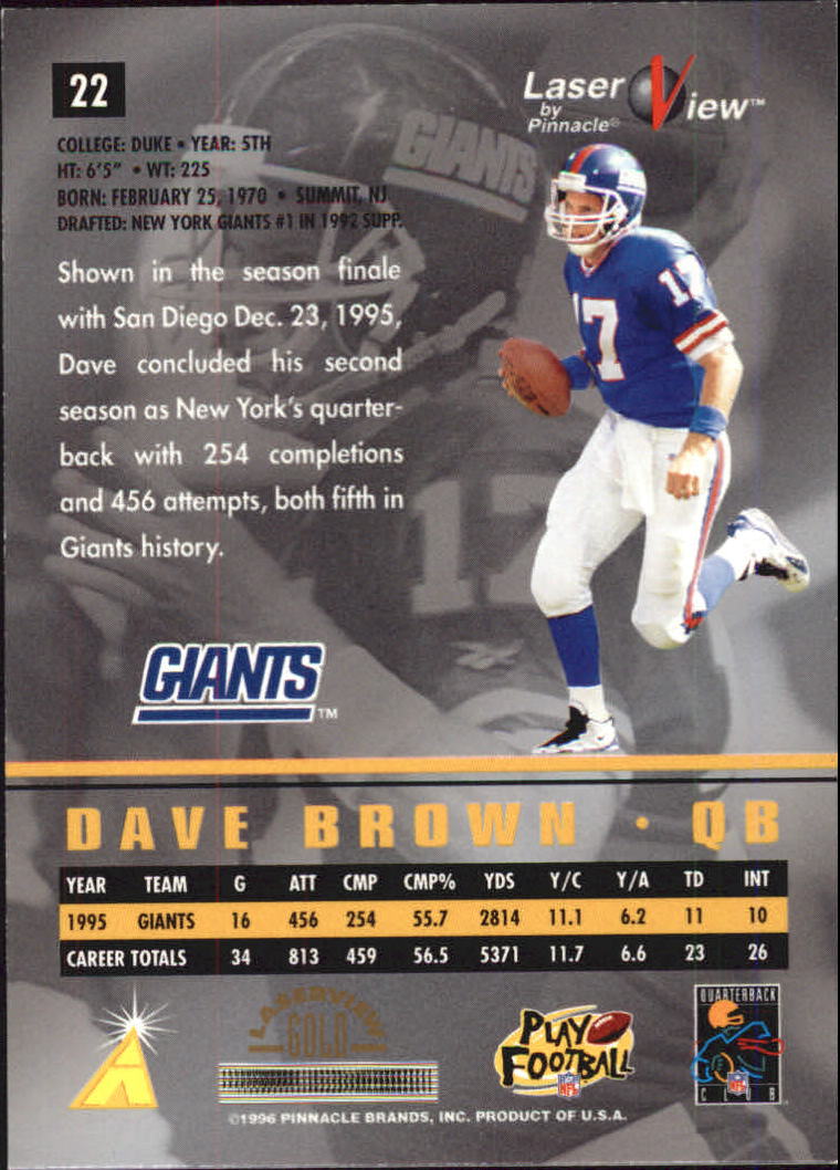 1996 Laser View Gold #22 Dave Brown back image