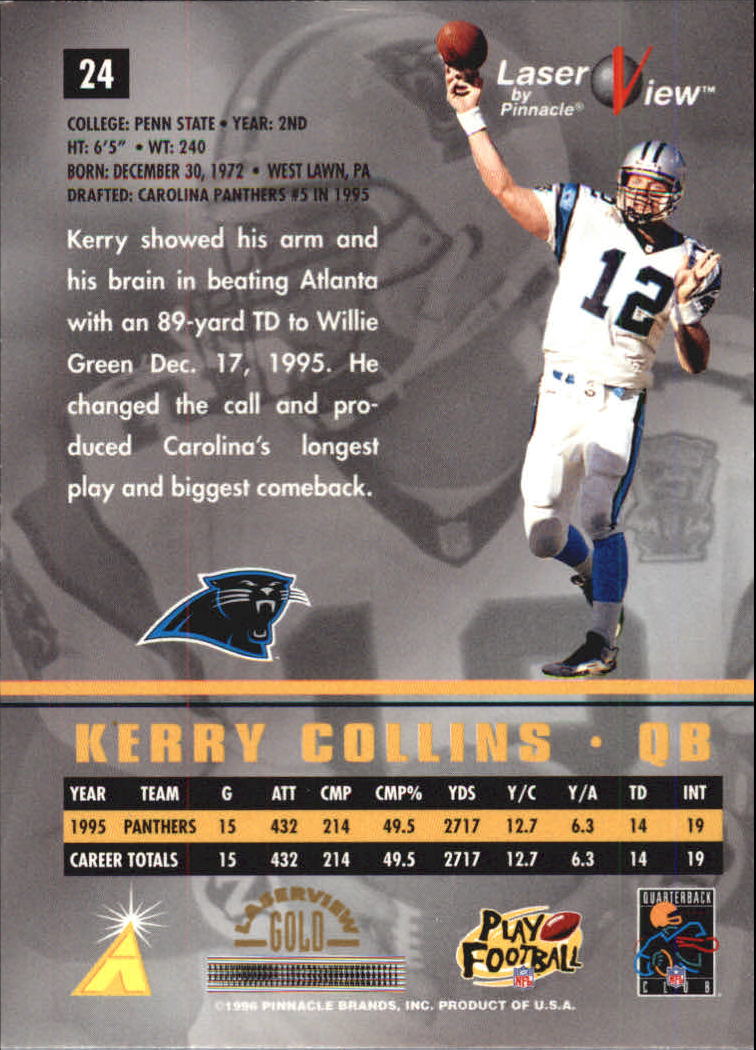 1996 Laser View Gold #24 Kerry Collins back image