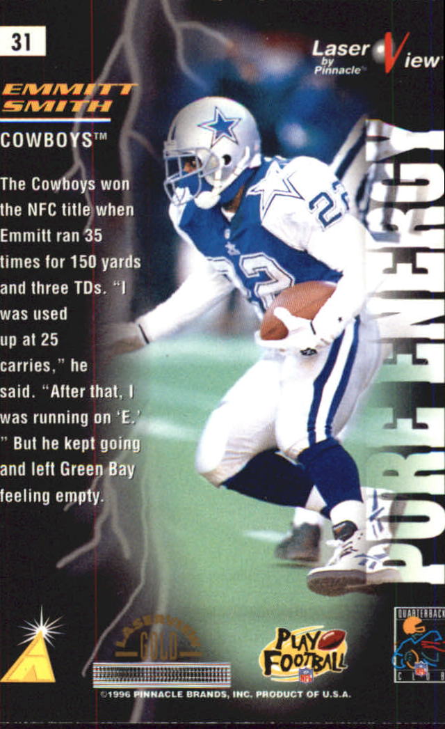 1996 Laser View Gold #31 Emmitt Smith PE back image