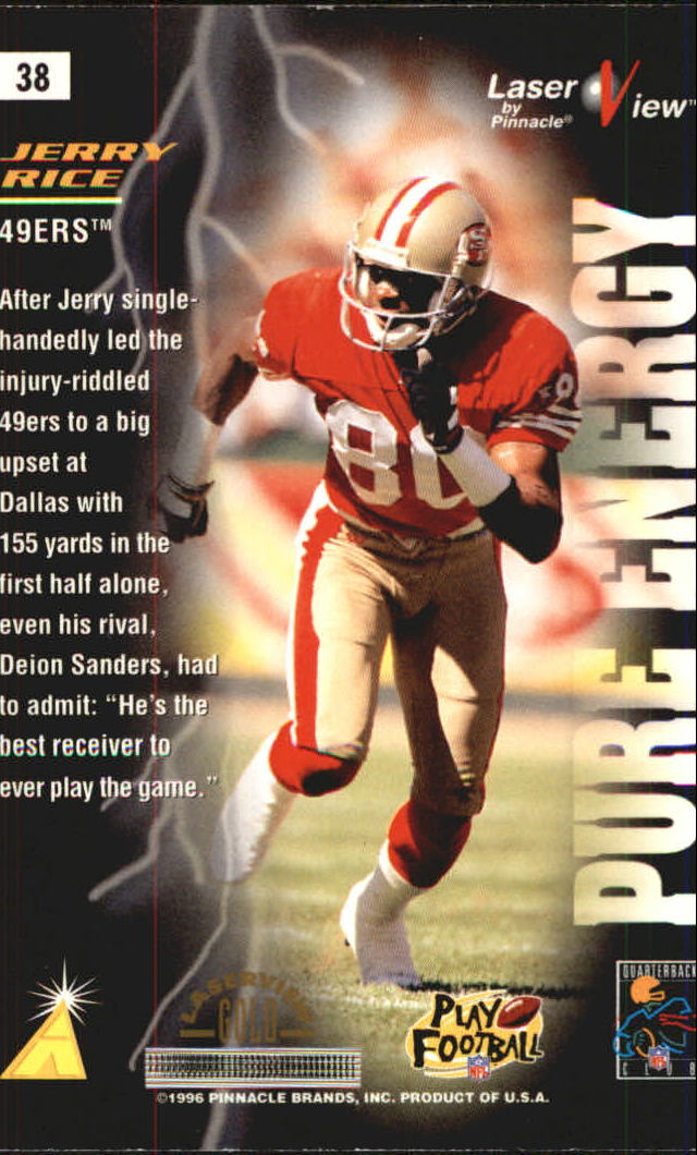 1996 Laser View Gold #38 Jerry Rice PE back image