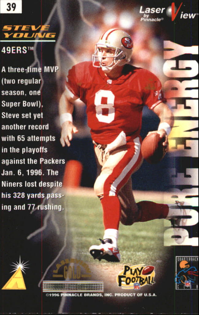 1996 Laser View Gold #39 Steve Young PE back image