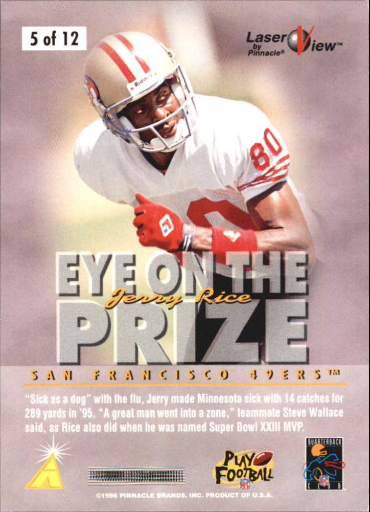 1996 Laser View Eye on the Prize #5 Jerry Rice back image