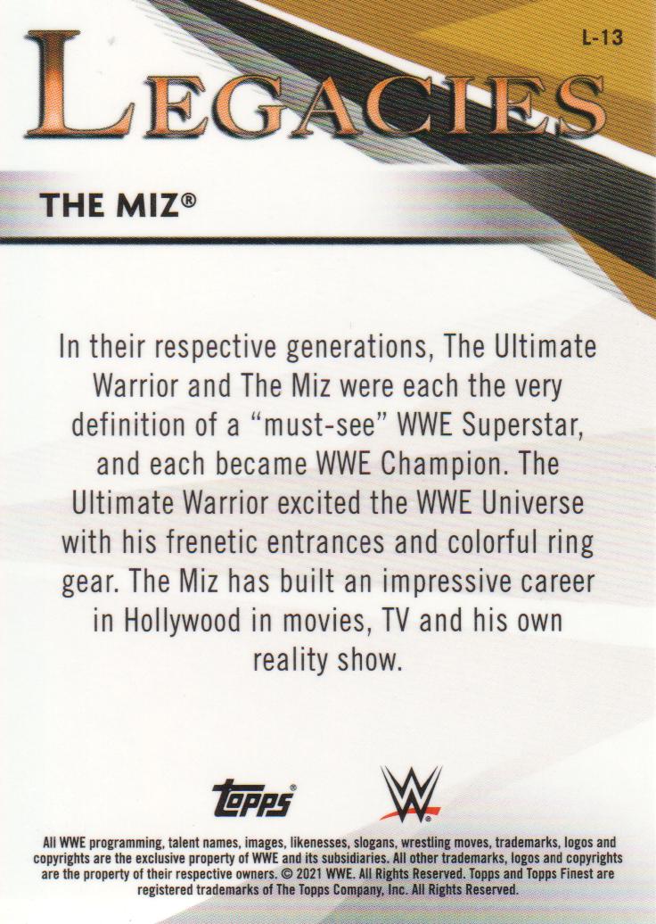 2021 Finest WWE Legacies #L13 The Miz/Ultimate Warrior back image