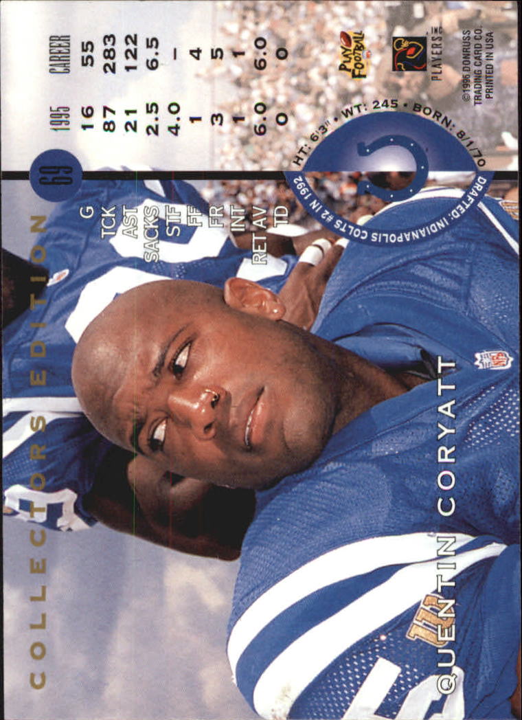 1996 Leaf Collector's Edition #69 Quentin Coryatt back image
