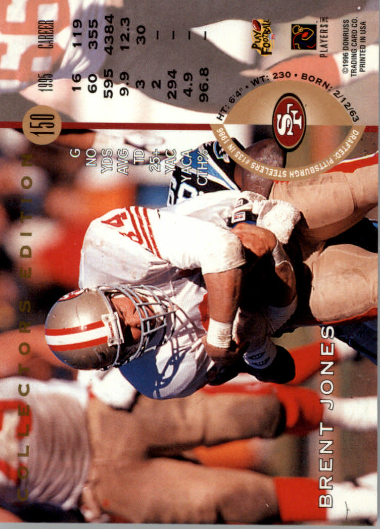 1996 Leaf Collector's Edition #150 Brent Jones back image