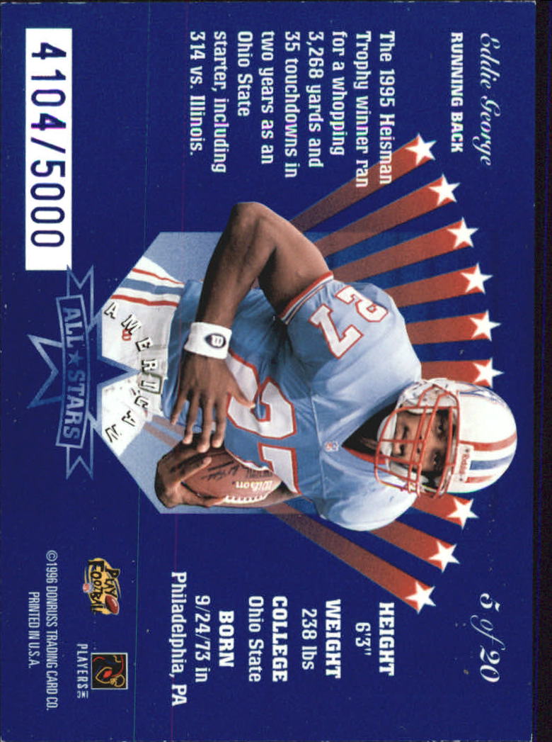 1996 Leaf American All-Stars #5 Eddie George back image
