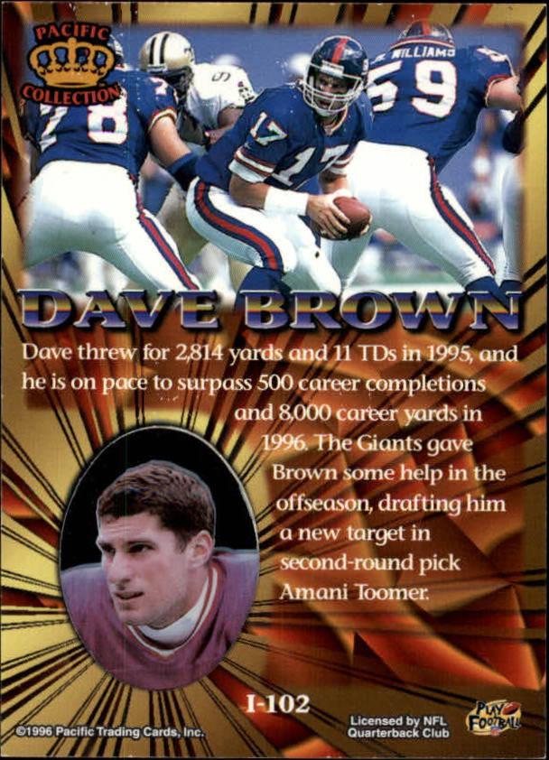 1996 Pacific Invincible Bronze #102 Dave Brown back image