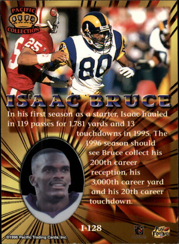 1996 Pacific Invincible Bronze #128 Isaac Bruce back image