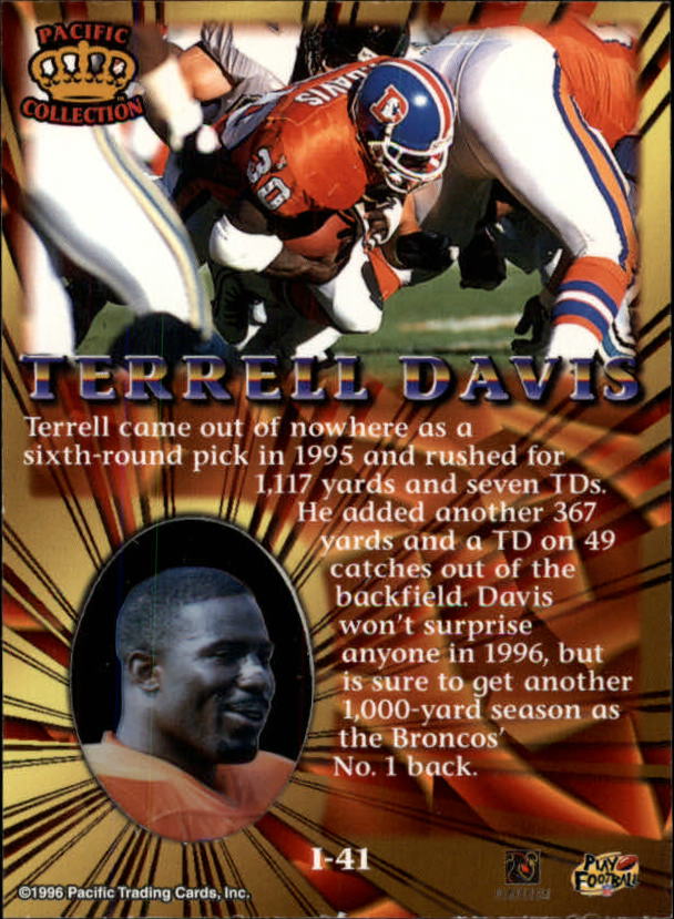 1996 Pacific Invincible Silver #41 Terrell Davis back image