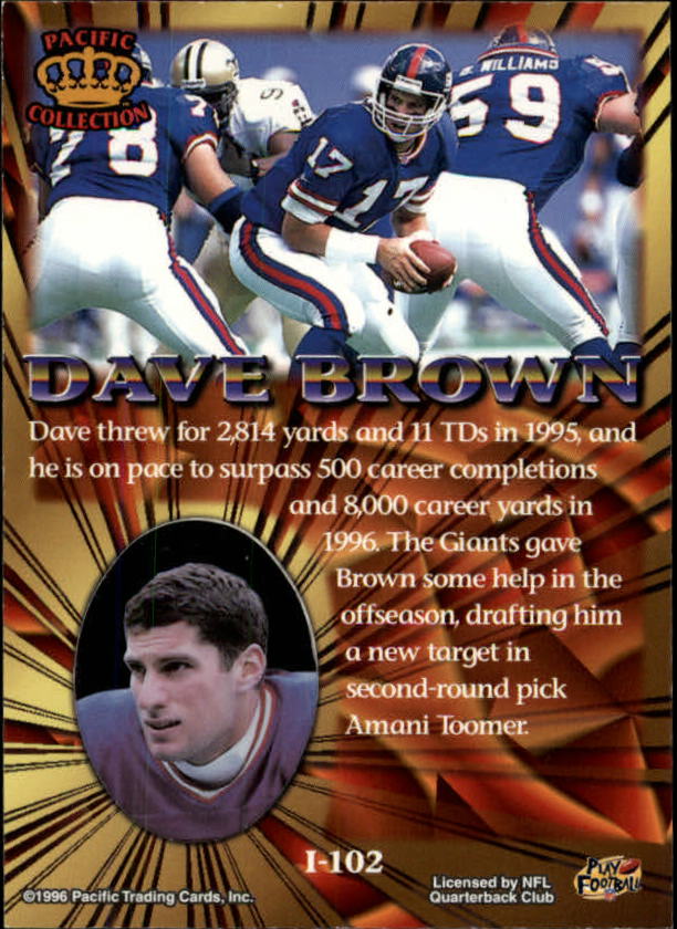 1996 Pacific Invincible Silver #102 Dave Brown back image