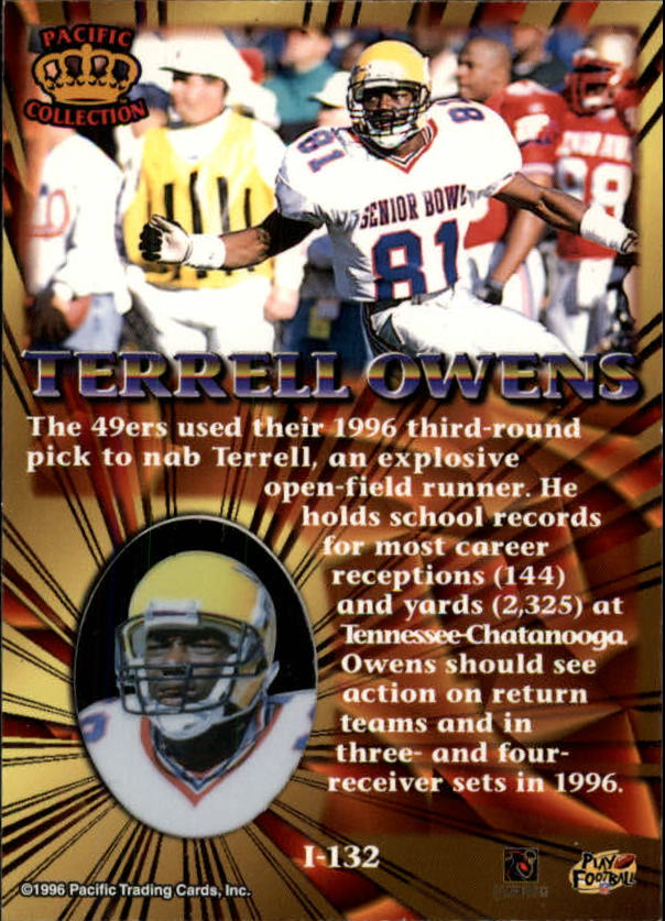 1996 Pacific Invincible Silver #132 Terrell Owens back image
