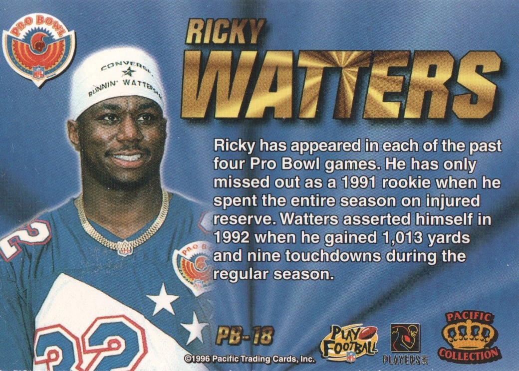 1996 Pacific Invincible Pro Bowl #18 Ricky Watters back image
