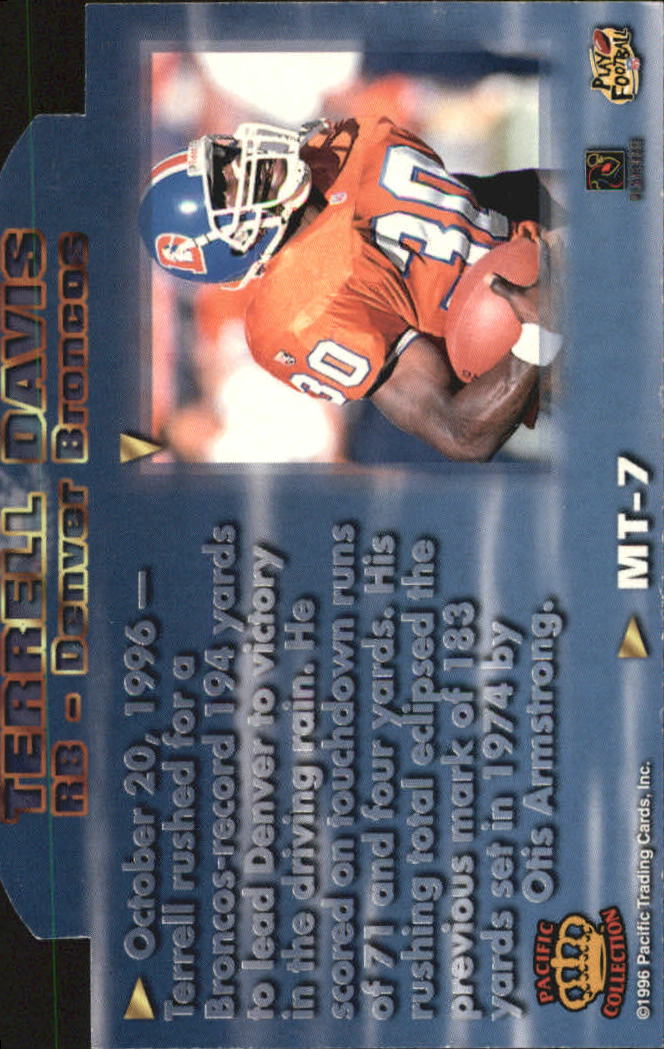 1996 Pacific Litho-Cel Moments in Time #MT7 Terrell Davis back image