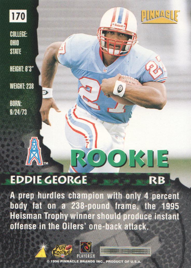 1996 Pinnacle Premium Stock Silver #170 Eddie George back image