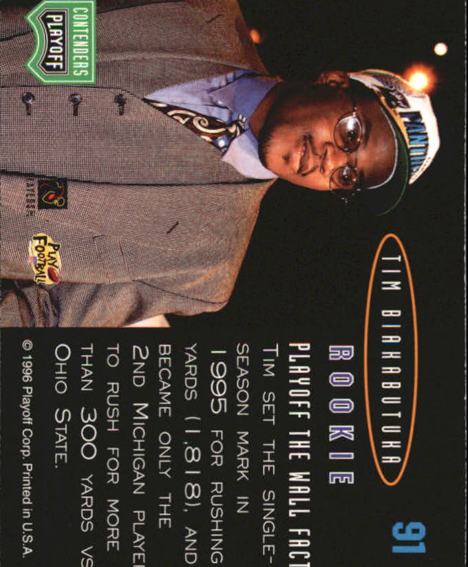 1996 Playoff Contenders Open Field Foil #91 Tim Biakabutuka G back image