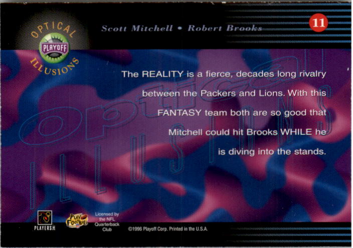 1996 Playoff Illusions Optical Illusions #11 Scott Mitchell/Robert Brooks back image