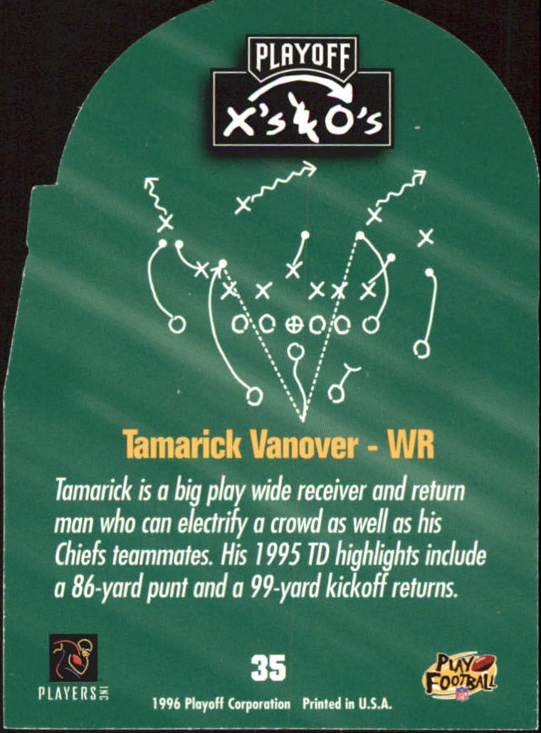 1996 Playoff Prime X's and O's #35 Tamarick Vanover back image