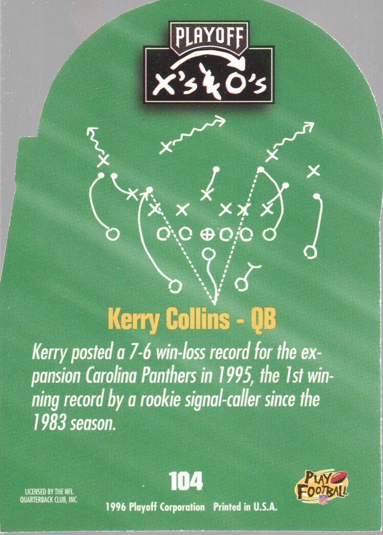 1996 Playoff Prime X's and O's #104 Kerry Collins back image