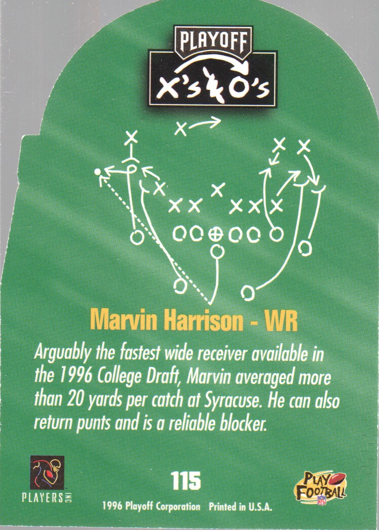 1996 Playoff Prime X's and O's #115 Marvin Harrison back image