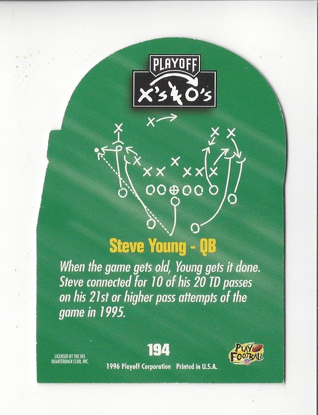 1996 Playoff Prime X's and O's #194 Steve Young back image