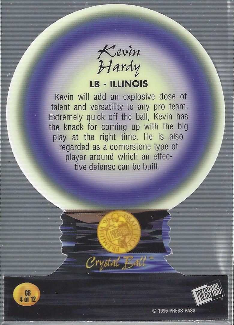 1996 Press Pass Crystal Ball #CB4 Kevin Hardy back image