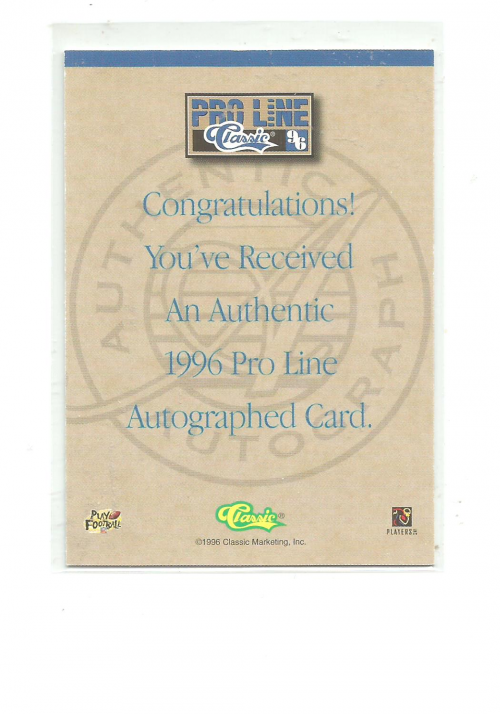 1996 Pro Line Autographs Blue #27 Merton Hanks back image
