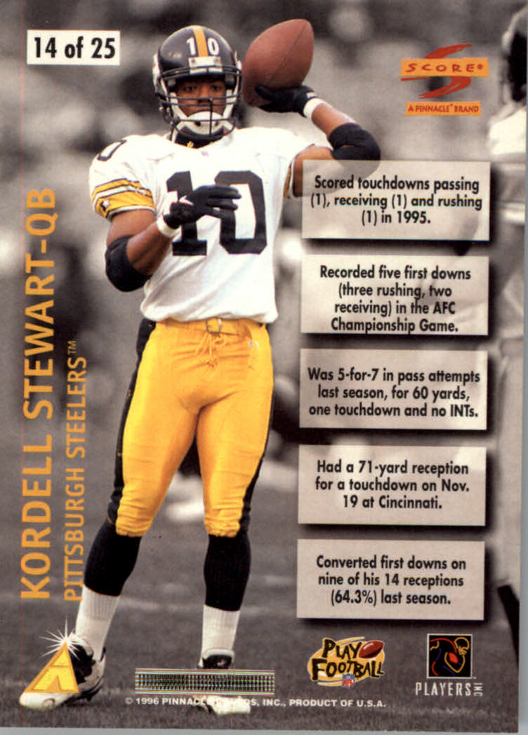 1996 Score Numbers Game #14 Kordell Stewart back image