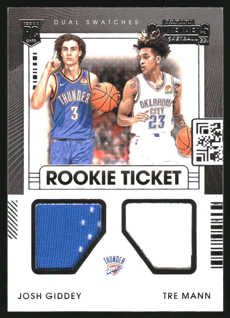 2021-22 Panini Contenders Rookie Ticket Dual Swatches #4 Josh Giddey/Tre Mann