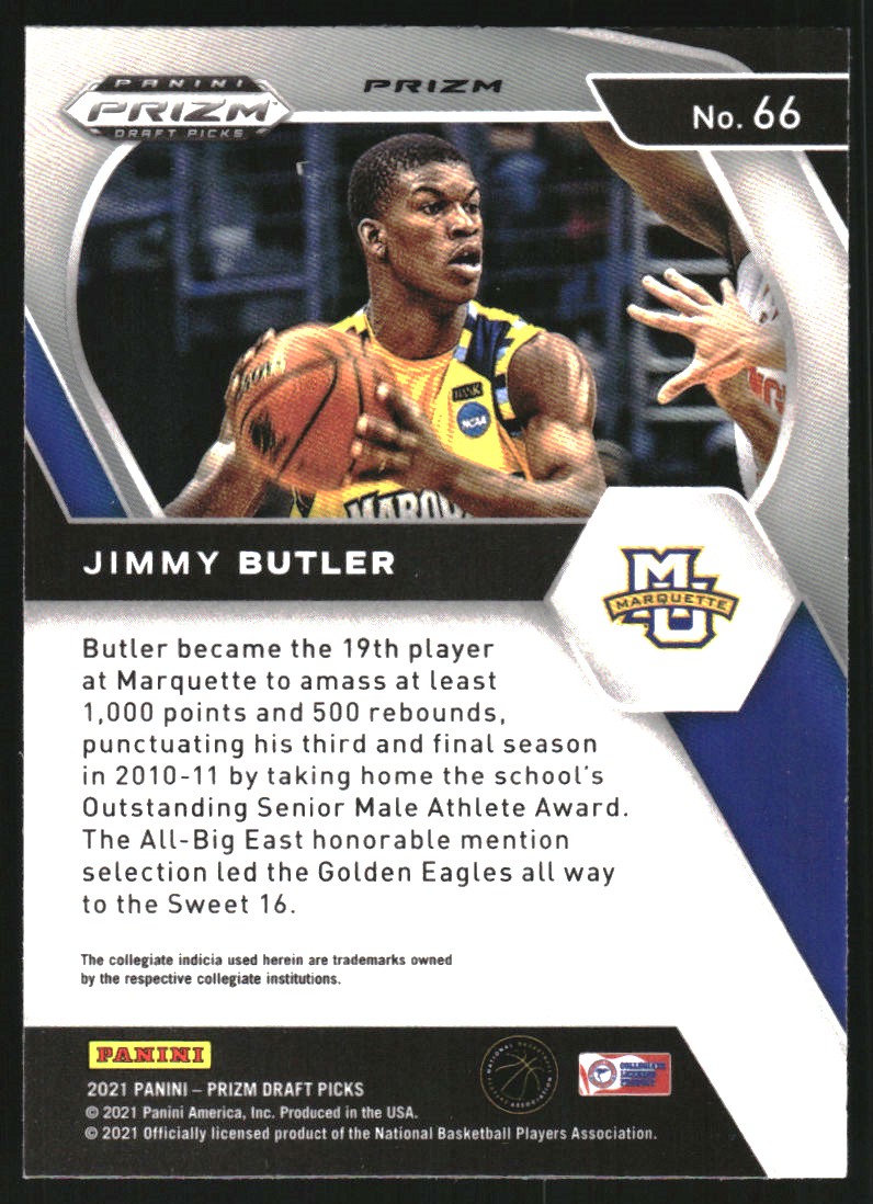2021-22 Panini Prizm Draft Picks Prizms Choice Blue Yellow and Green #66 Jimmy Butler