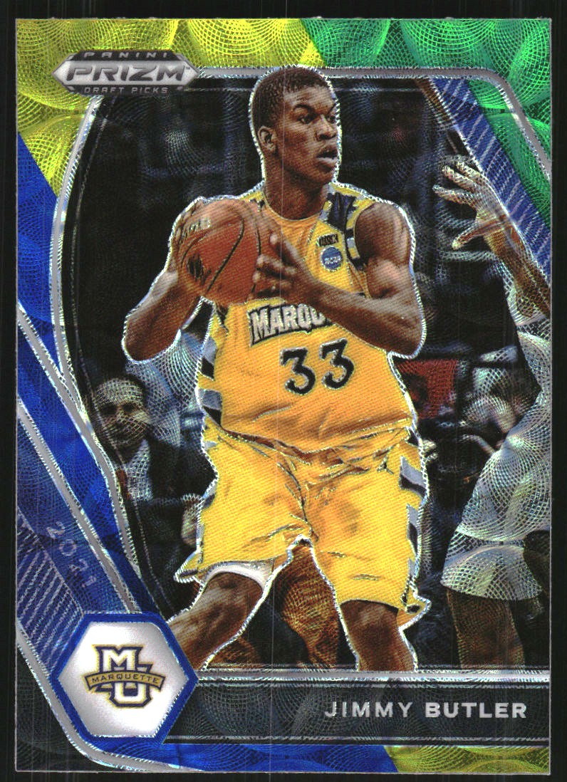 2021-22 Panini Prizm Draft Picks Prizms Choice Blue Yellow and Green #66 Jimmy Butler
