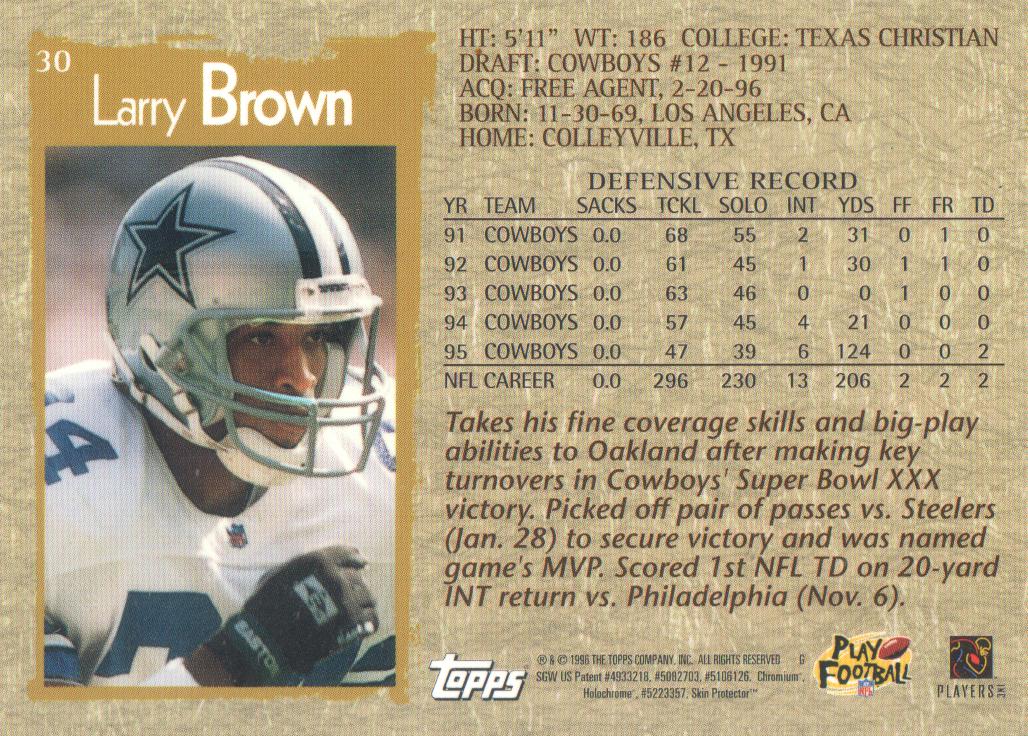 1996 Topps Chrome #30 Larry Brown back image