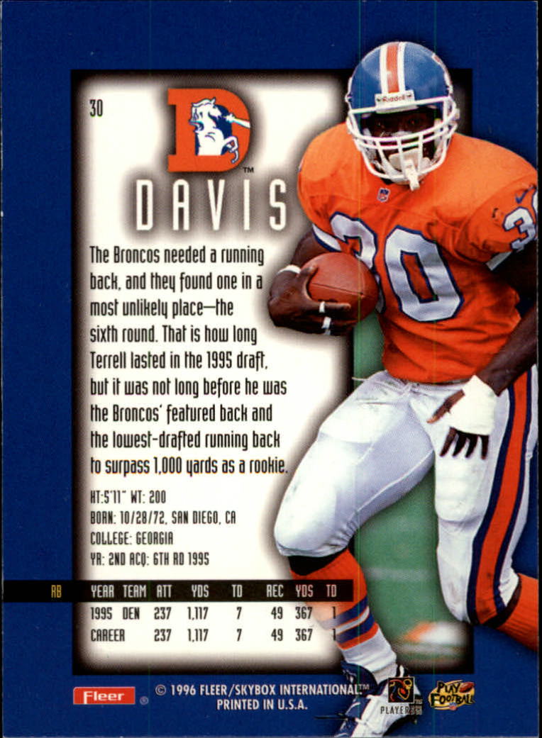 1996 Ultra Sensations Blue #30 Terrell Davis back image