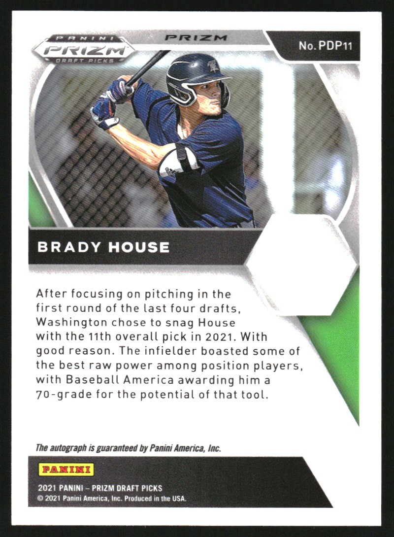 2021 Panini Prizm Draft Picks Base Autographs Prizms Green and Yellow Hyper #11 Brady House