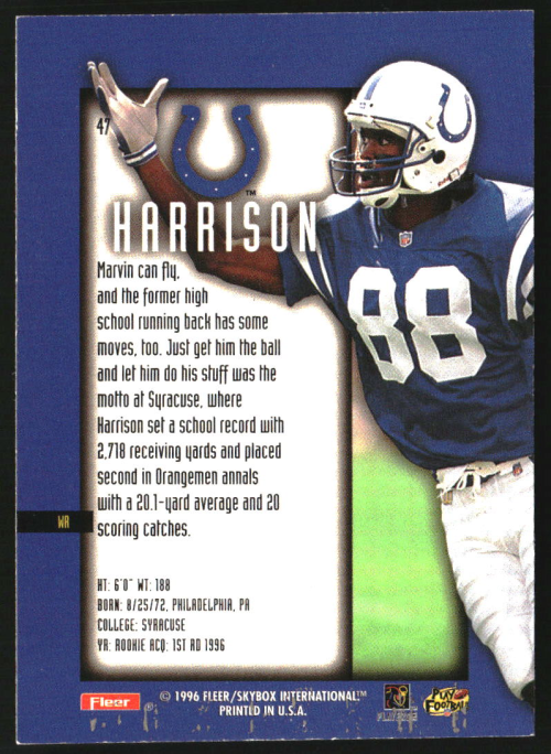 1996 Ultra Sensations Rainbow #47 Marvin Harrison