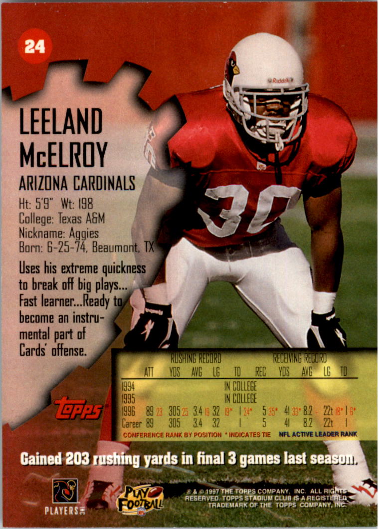 1997 Stadium Club #24 Leeland McElroy back image