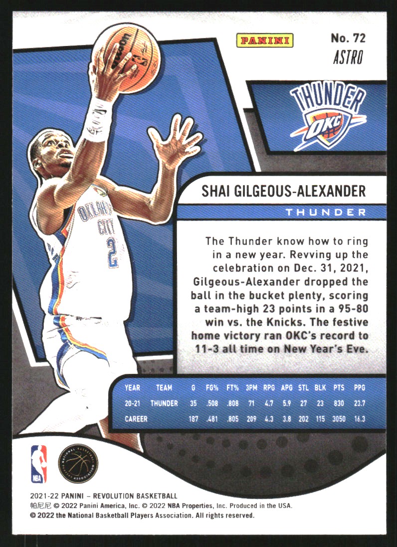 2021-22 Panini Revolution Astro #72 Shai Gilgeous-Alexander