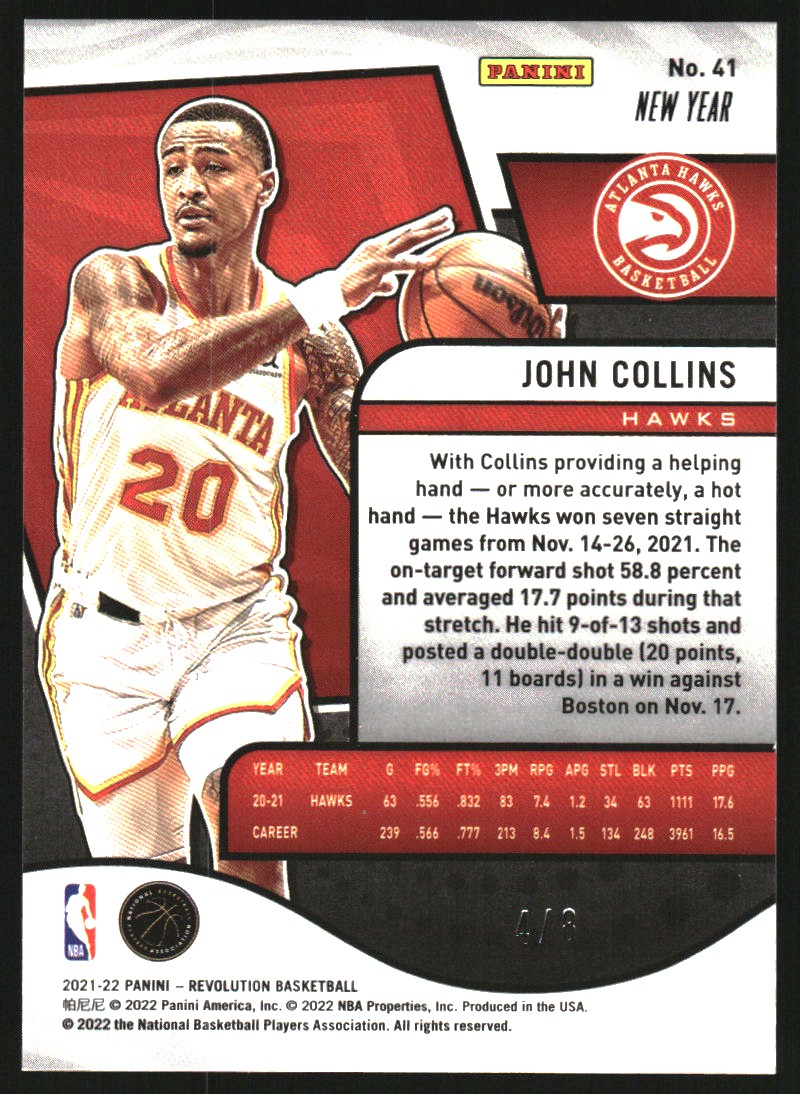 2021-22 Panini Revolution Chinese New Year Holo Gold #41 John Collins