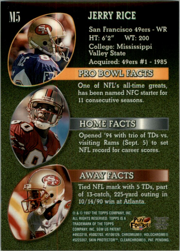 1997 SCORE JERRY RICE SAN FRANCISCO 49ERS #6