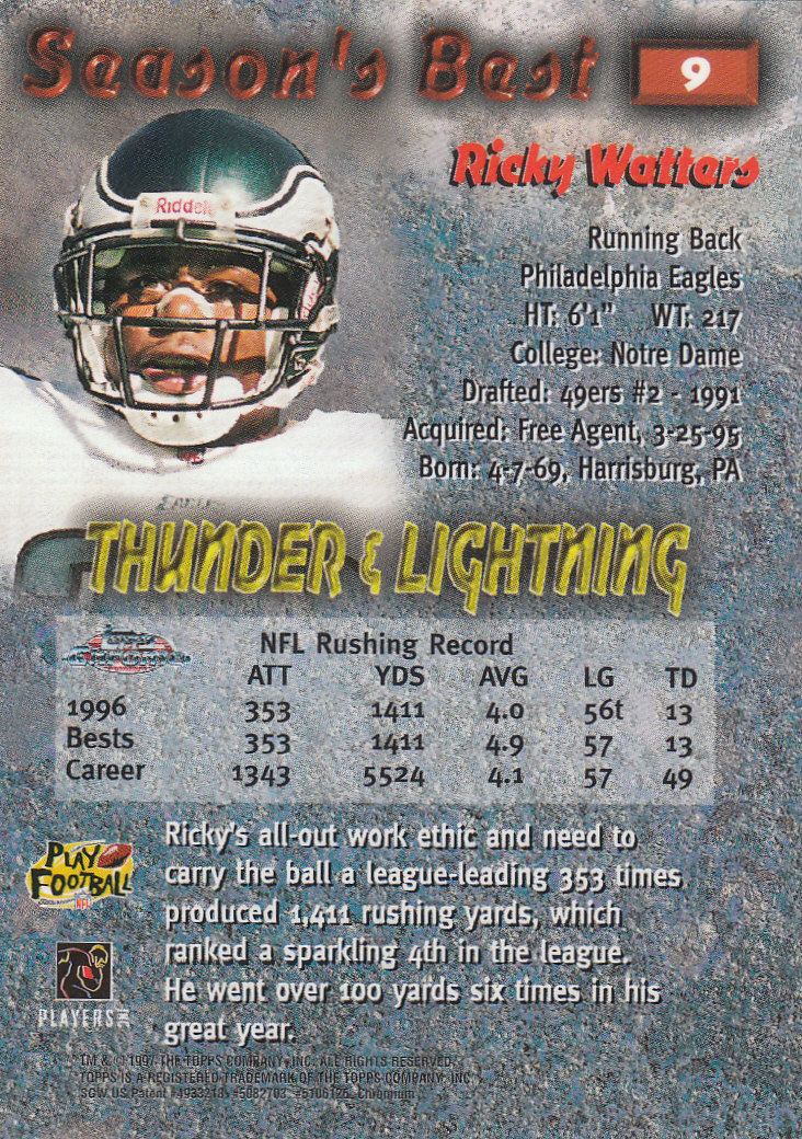 Topps Chrome Football 1997 "Season's Best" Insert Cards - Foto 5 di 7