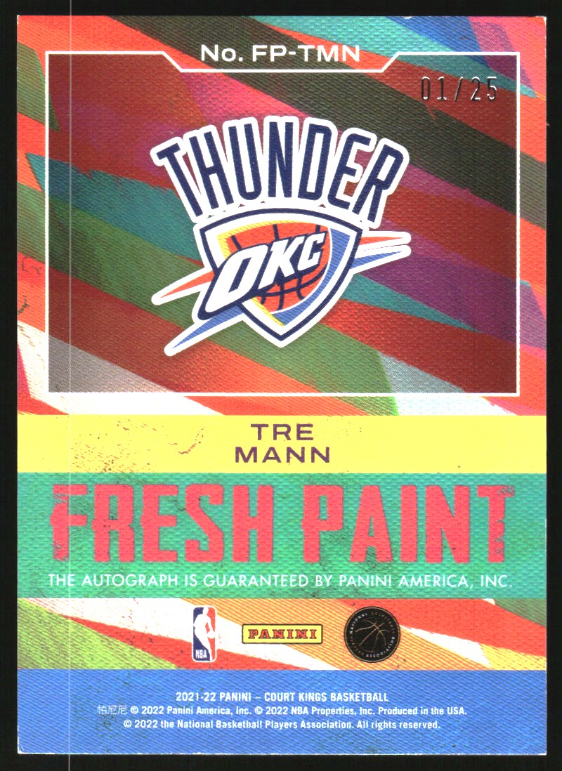 2021-22 Court Kings Fresh Paint Autographs Sapphire #11 Tre Mann