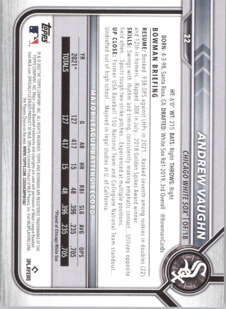 2022 Bowman Baseball "Main Set" Cards #1 to #100 Rookies and Veterans - Picture 45 of 199