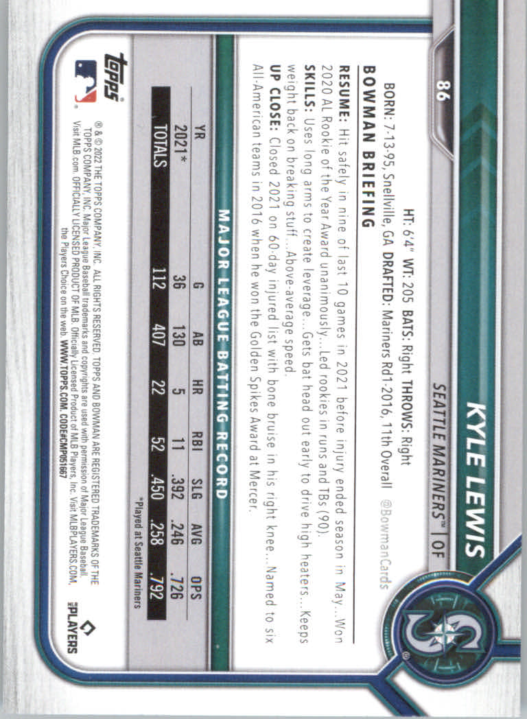 2022 Bowman Baseball "Main Set" Cards #1 to #100 Rookies and Veterans - Picture 171 of 199