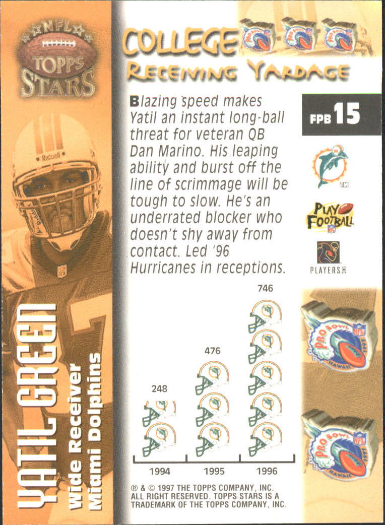 1997 Topps Stars Future Pro Bowlers #FPB15 Yatil Green