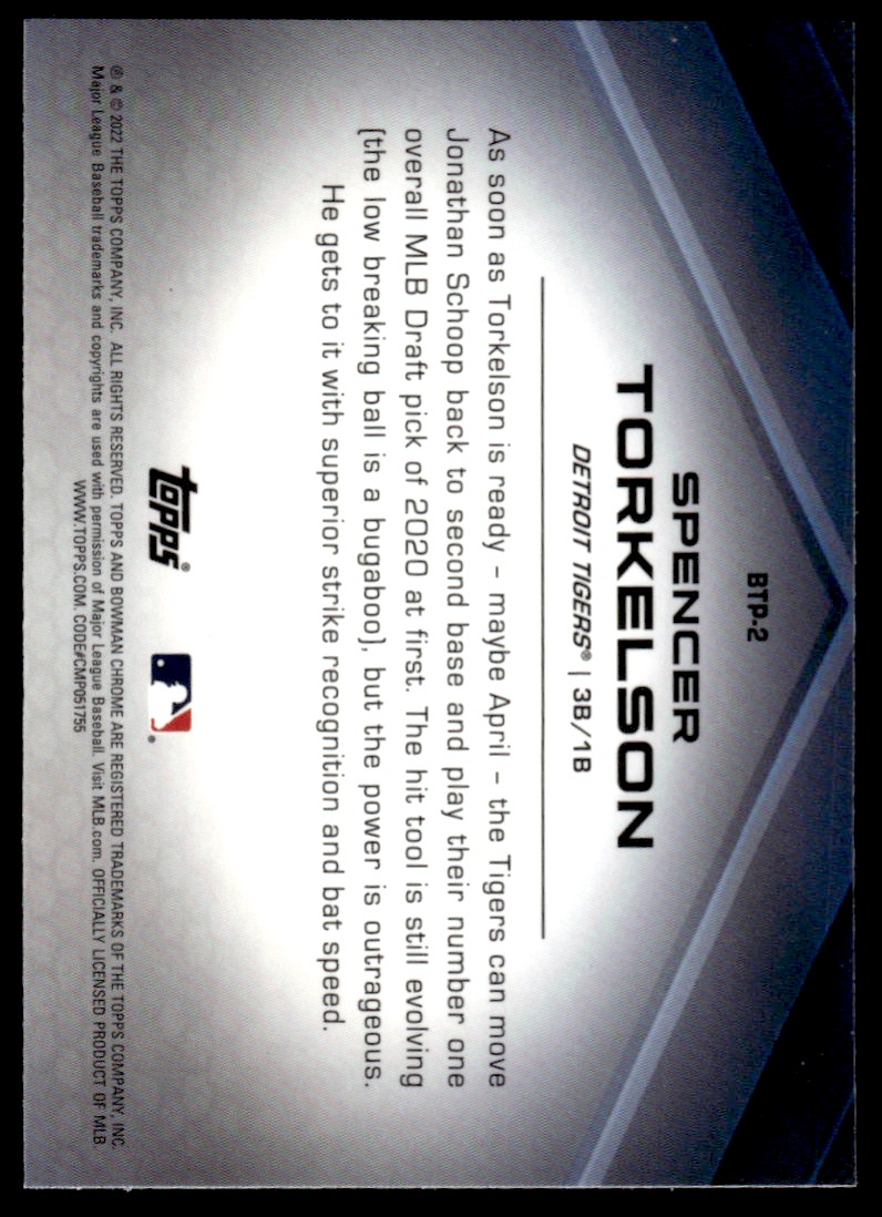 2022 Bowman Chrome Scouts Top 100 #BTP2 Spencer Torkelson
