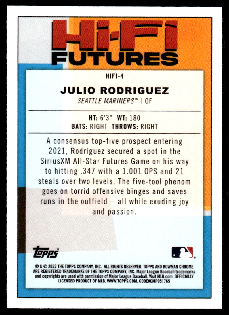 2022 Bowman Chrome Hi-Fi Futures #HIFI4 Julio Rodriguez