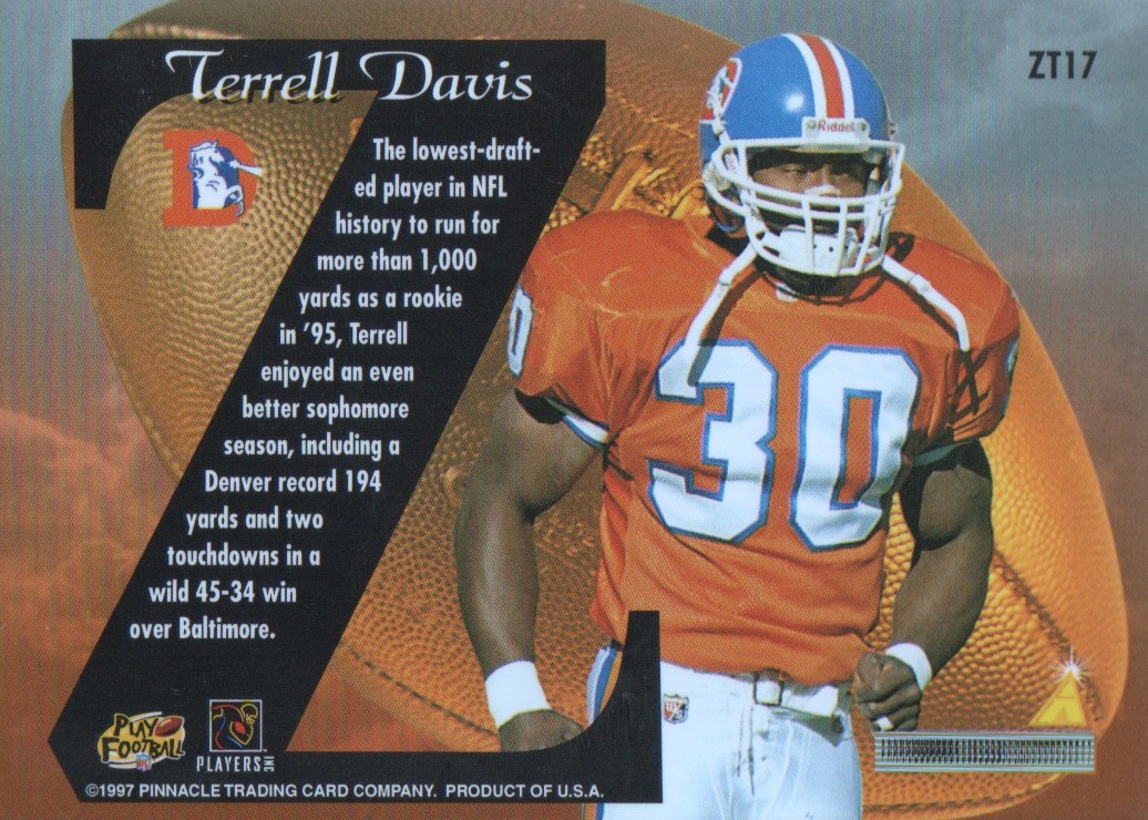 1997 Zenith Z-Team #ZT17 Terrell Davis back image