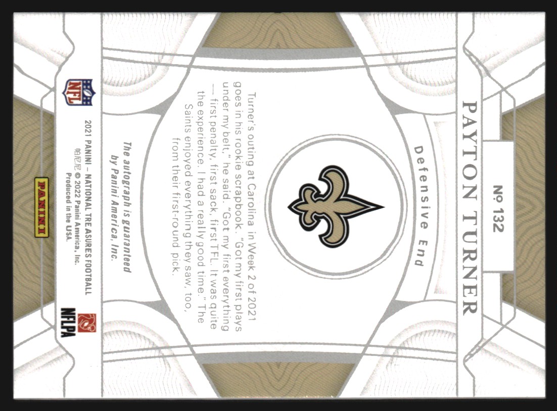 2021 Panini National Treasures Gold #132 Payton Turner AU/25